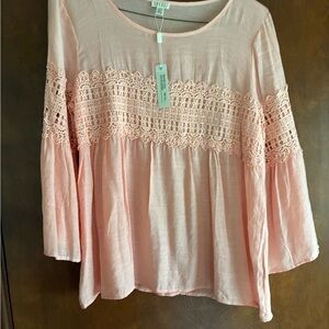 Spense Blush Lace Accent Blouse